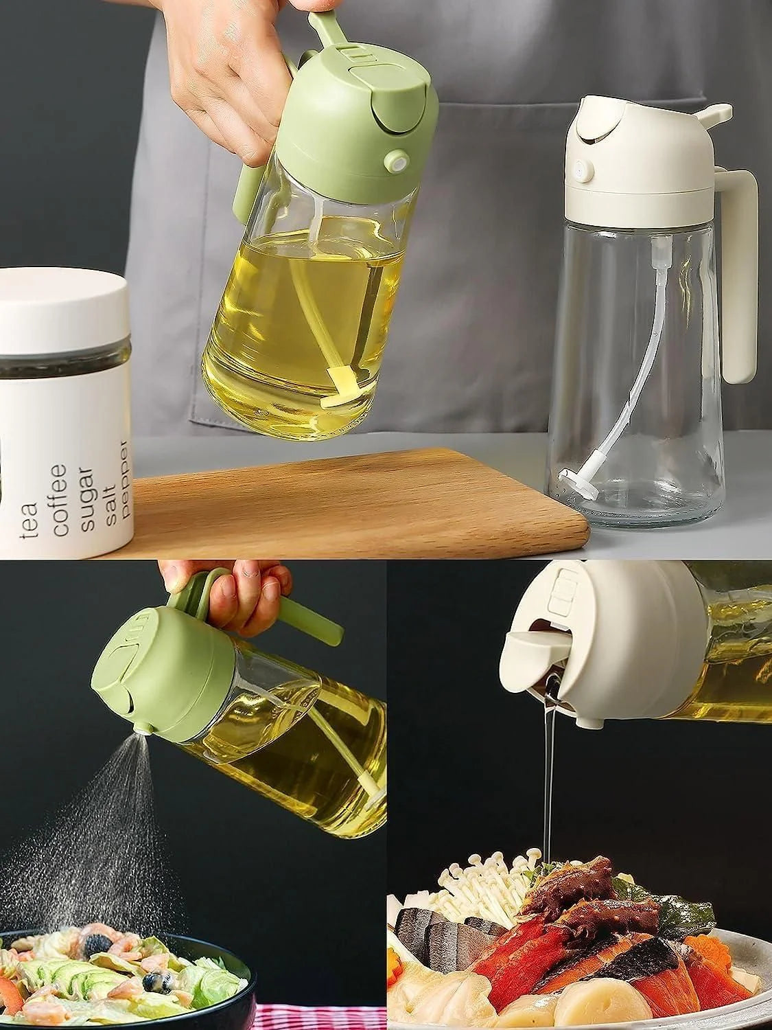 Oil Dispenser & Mist Spray Bottle – 500ml Leakproof Cooking Oil Container