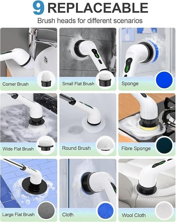 9-in-1 Cordless Electric Spin Scrubber – Deep Cleaning Tool