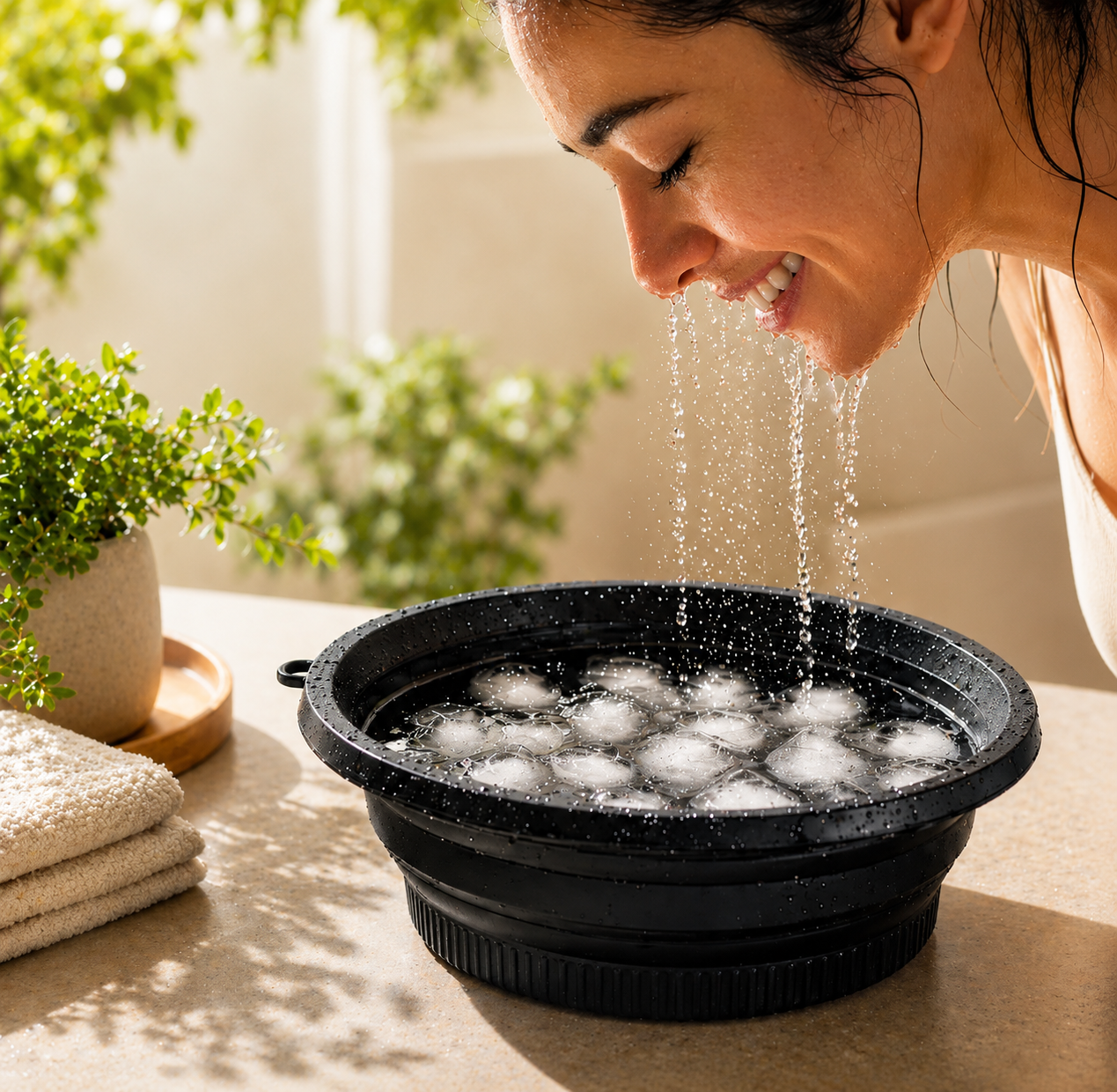 Ice Face Therapy Bowl - Collapsible Silicone for Skin Tightening & Glow