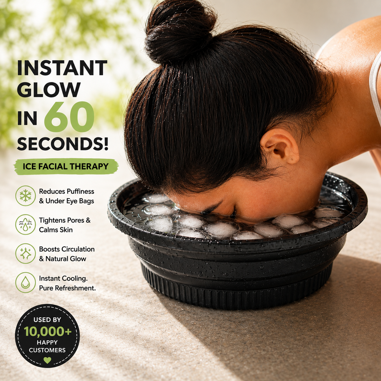 Ice Face Therapy Bowl - Collapsible Silicone for Skin Tightening & Glow