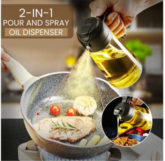 Oil Dispenser & Mist Spray Bottle – 500ml Leakproof Cooking Oil Container